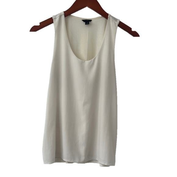 Ann Taylor Tops - Ann Taylor Cream Tank Top Tunic with Wide Scoop Neck and Casual Hem